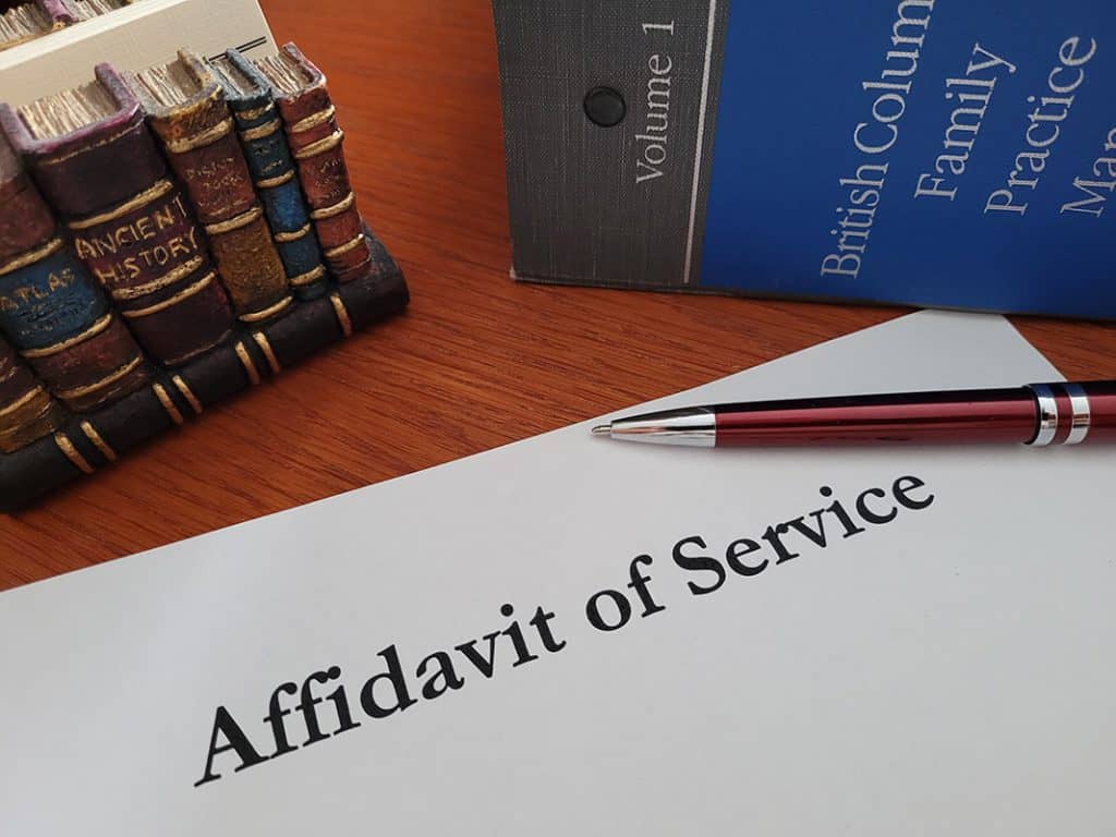 BC Divorce Options Affidavit of Service for British Columbia Divorce